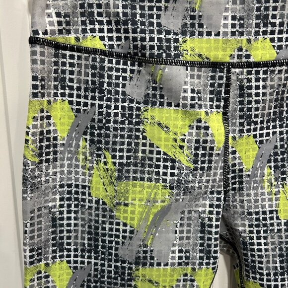 Kyodan Gray Lime Green Stretch High-Waisted Printed Leggings Size L Activewear - Picture 4 of 9